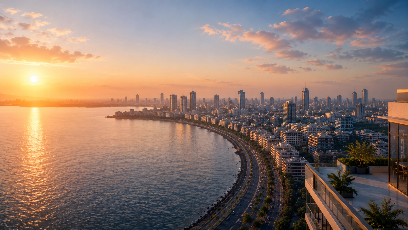 Mumbai skyline architecture at golden hour
